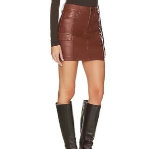 HUDSON JEANS Cargo Faux Leather Viper Skirt In Cognac